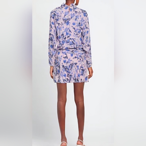 Isabel Marant Robe Fergie Silk Asymmetric Floral Dress Blue Size 40 - Picture 6 of 17